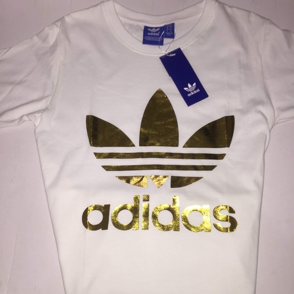 🚨SALE🚨 NWT WHITE ADIDAS TREFOIL SHIRT - Picture 2 of 5
